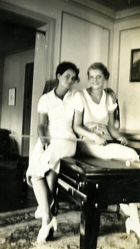 <em>Ruth Reed, right, and friend in the music room of the Byrne-Reed House. Courtesy of the Reed family.</em>