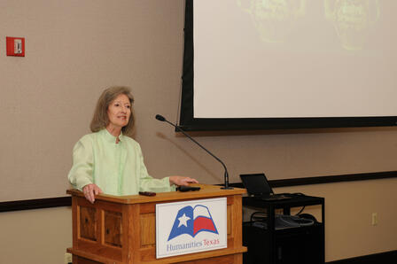Mary Volcansek gives a lecture in Fort Worth