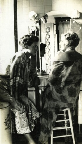 <em>Unidentified women in what is believed to have been the east, second-floor bathroom. Courtesy of the Reed family.</em>